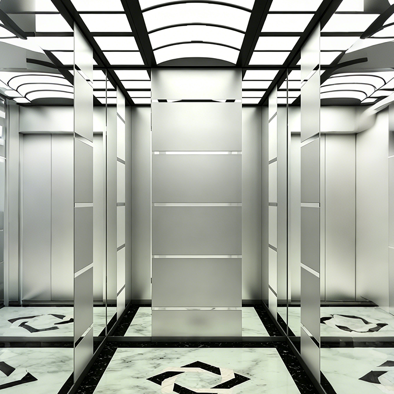Mirror Finished Stainless Steel Passenger Lift na may PVC Floor para sa Shopping Mall