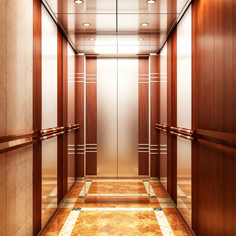 Machine Room Style Wooden Facing Passenger Elevator para sa Business Center