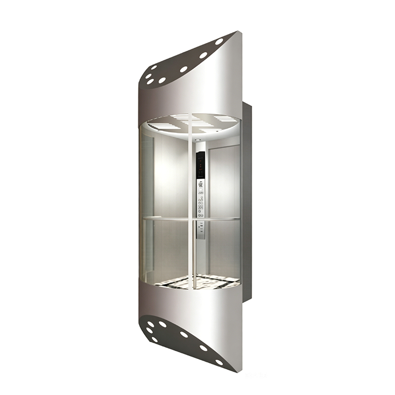 Semicircular Panoramic Passenger Lift na may Hairline Stainless Steel