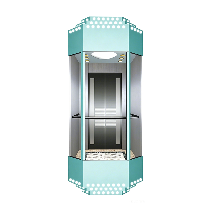 Octagonal 270 Degree Semi-Circular Glass Elevator na may Acrylic Lighting Dekorasyon na Ceiling