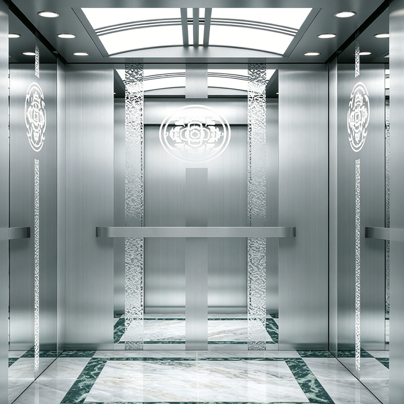 Elegant Painted Steel at Stainless Steel Hybrid Passenger Elevator