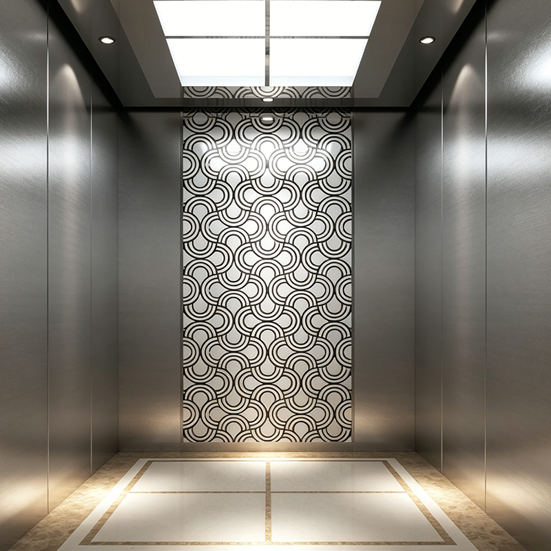 Dekorasyon na Sining na Salamin at Salamin na Stainless Steel Passenger Elevator