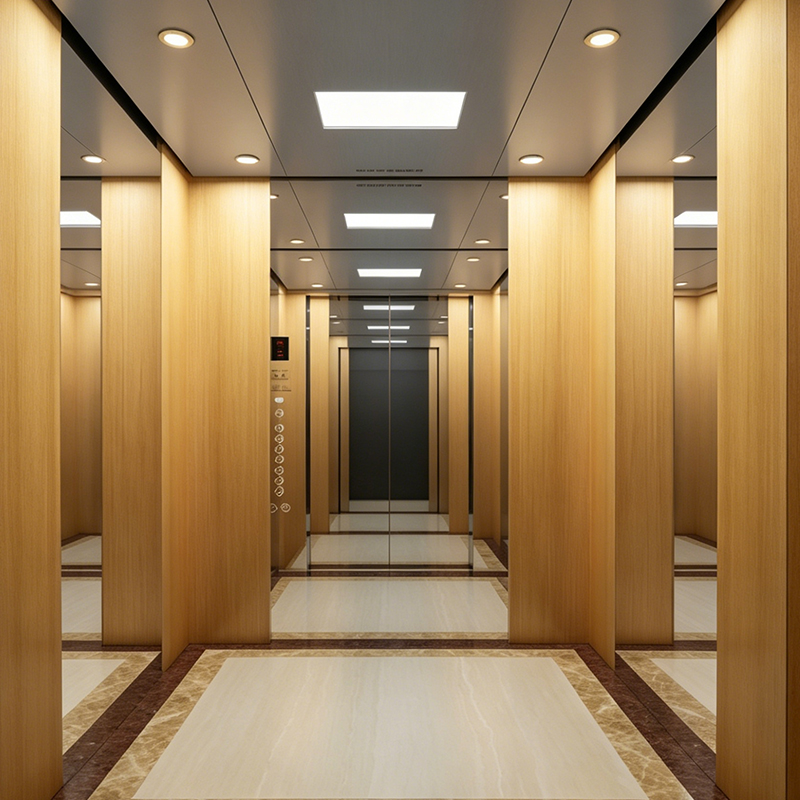 Commercial Passenger Lift na may Wood Veneer Finishing
