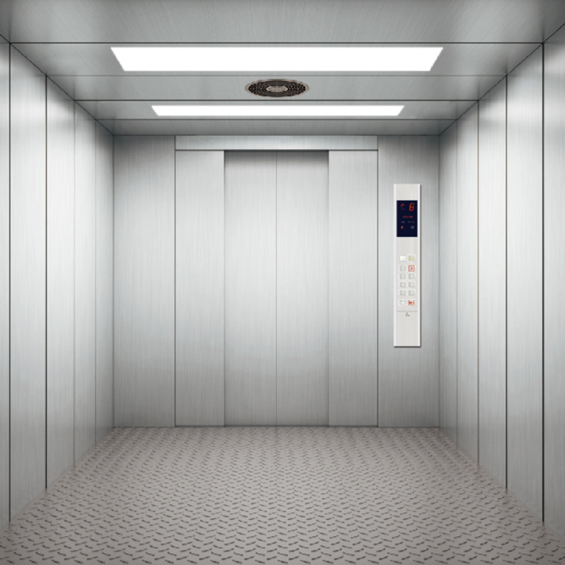 Commercial Hairline Stainless Steel Freight Elevator na may Fluorescent Lighting